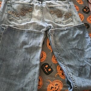 Big Star Blue Boot Cut Jeans with Embroidered Details